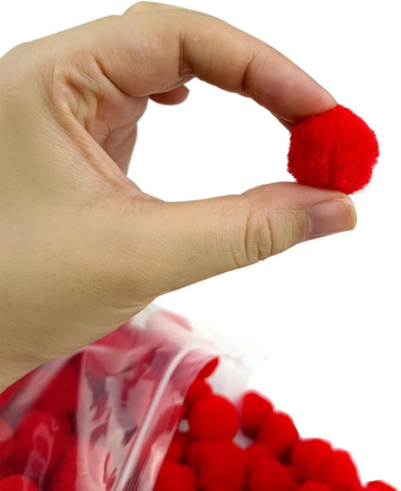 FKEYTO 200 Pieces Pom Poms, 1 Inch Craft Pom Poms, Fuzzy Pompom Puff Balls for DIY Arts, Crafts Projects, Home Decorations (Red) - Image 2